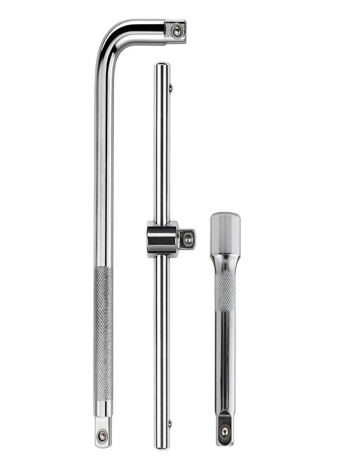 JPT مجموعة مقابض مفاتيح ربط JPT شديدة التحمل مقاس 1/2 بوصة، 3 قطع | مقبض على شكل حرف T، مقبض على شكل حرف L، وقضيب تمديد | فولاذ كروم-فاناديوم معالج حرارياً | مجموعة مفاتيح ربط عالية العزم لإصلاحات السيارات والمنزل - Image 1